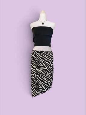zebra print midi skirt with asymmetrical hem #goth #vintage #y2k